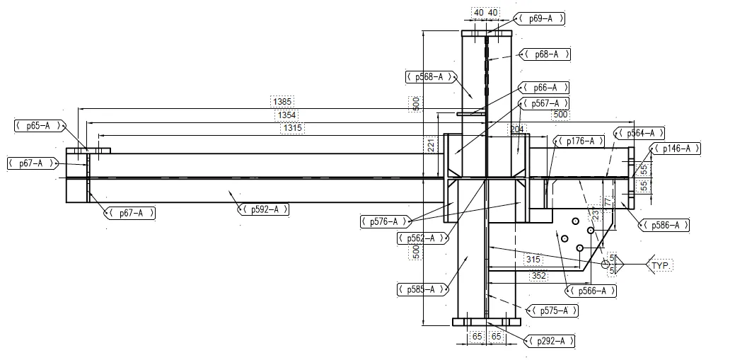 Assembly drawing by Luis Hernández highlighting dimensional coordination, labeling, and part detailing for precision manufacturing.