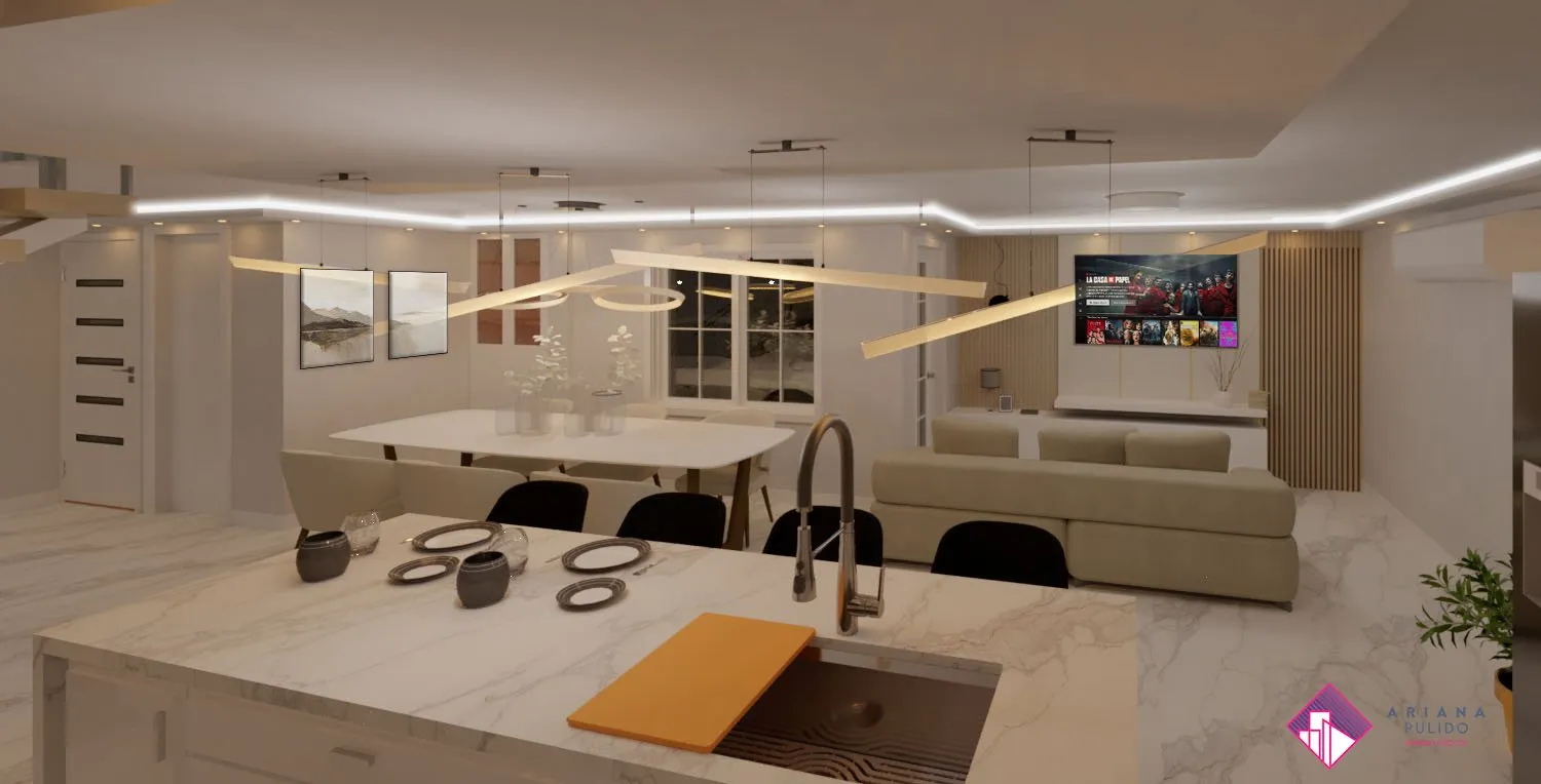 Interior view from the first stage of Ariana Pulido’s small-space single-family home remodel.