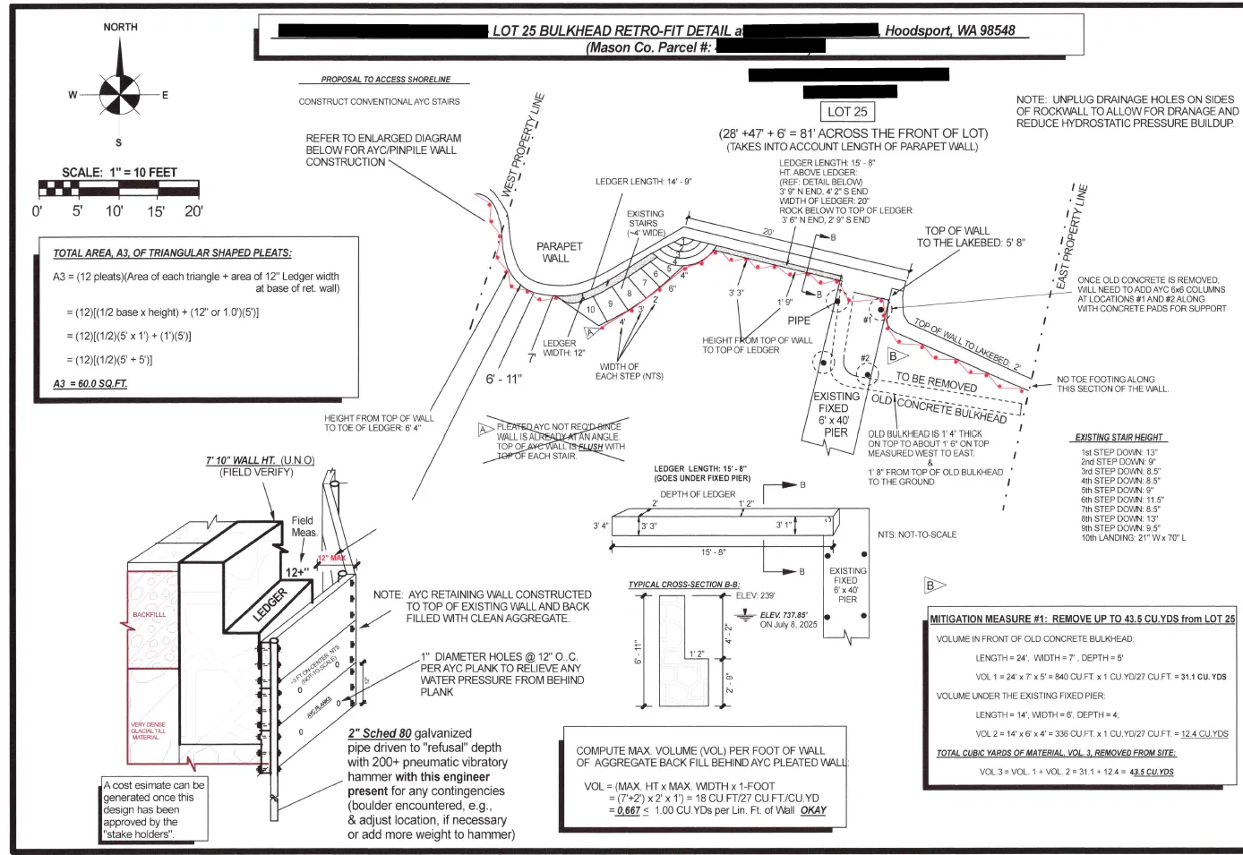 Lake Cushman shoreline site model showing existing conditions and proposed regenerative interventions.